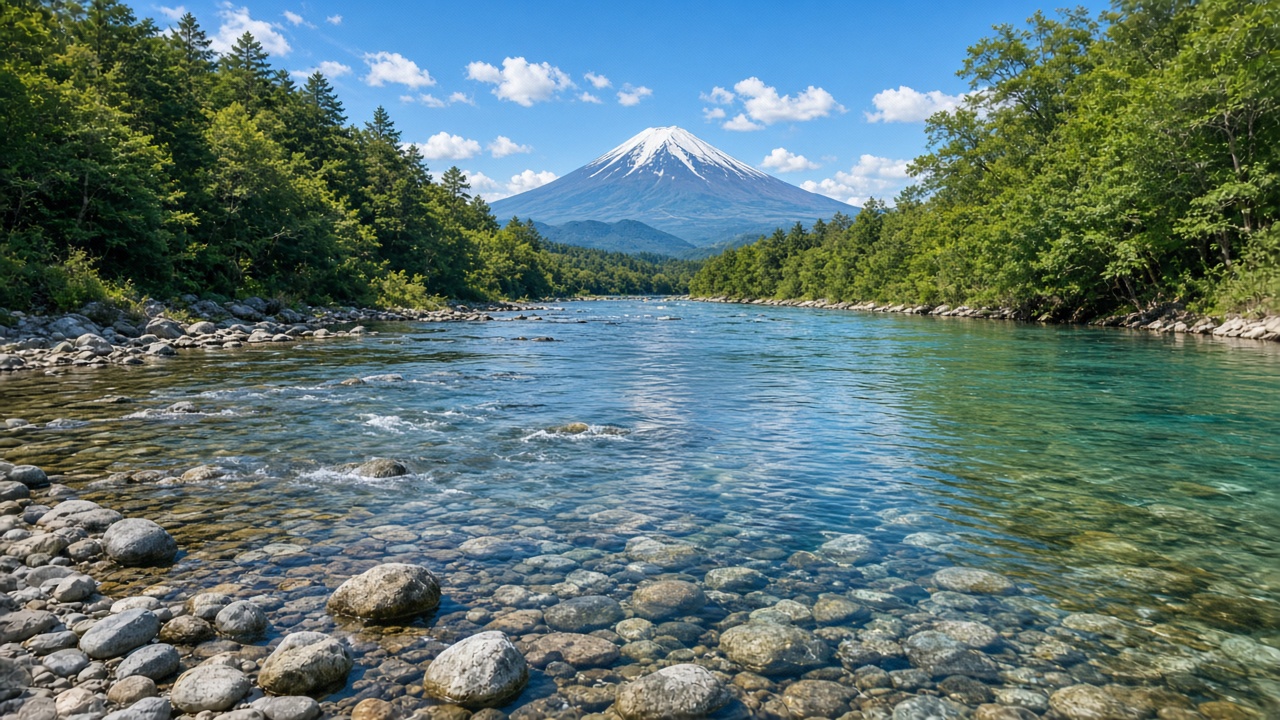 やどりき水源の森と富士山